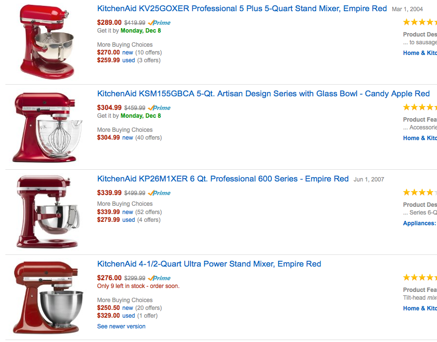 KitchenAid 5-Quart Stand Mixer Glass Bowl Candy Apple Red