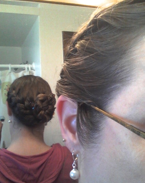 10-minute French braid with braided side-bun